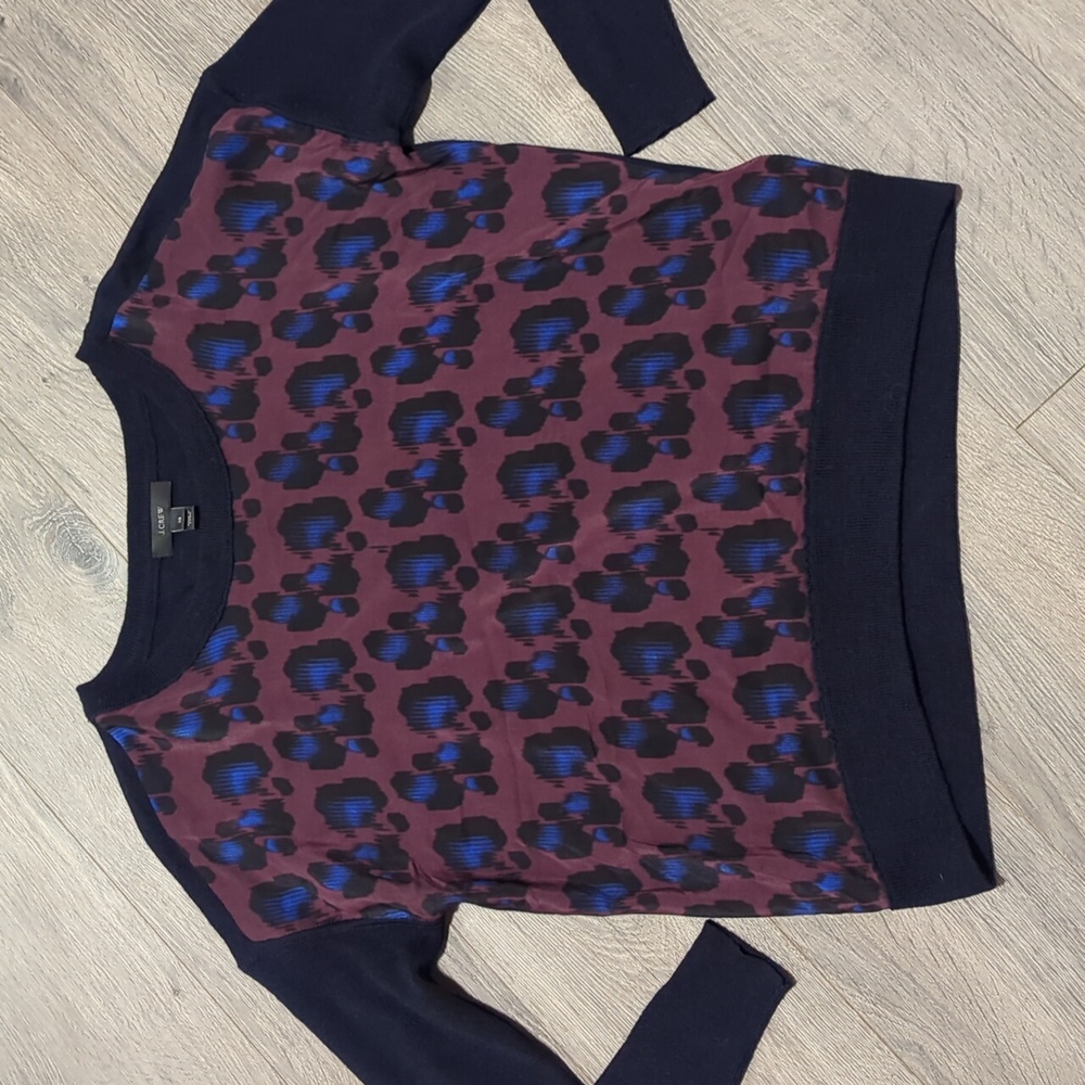 J Crew Silk Merino Wool Cheetah Print Sweater Top